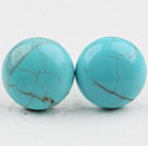Classic and Simple Design Round Turquoise Studs ( Metal Needle )