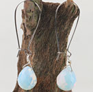 Simple Teardrop Moonight Opal Drop Earrings With Hook Earwires