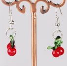 Nice Short Style Red Berry Shape Colored Glaze Loop Earrings With Fish Hook