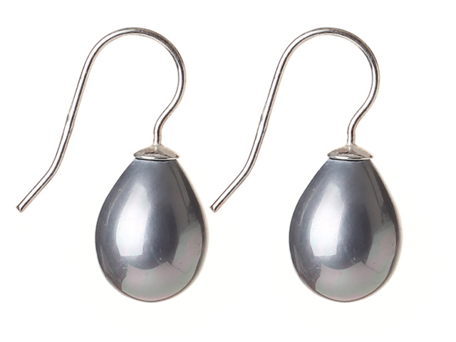 Classic Design Drop Shape Gary Color Seashell Beads Earrings