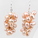 Cluster Style Natural Pink Top Drilled Freshwater Pearl Earrings