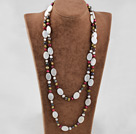 51 inches dyed pearl crystal and shell long style necklace