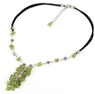 olive stone necklace with extendable chain