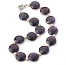 white pearl and natural amethyst necklace with moonlight clasp