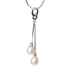 Elegant Style Natural 10-11mm White Freshwater Pearl Pendant Necklace with Chain