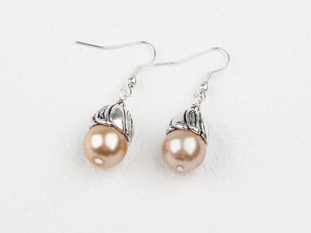 Simple Style Champagne Color Shell Beads Earrings