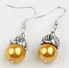Simple Style Golden Yellow Color Shell Beads Earrings