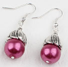 Simple Style Rose Red Color Shell Beads Earrings