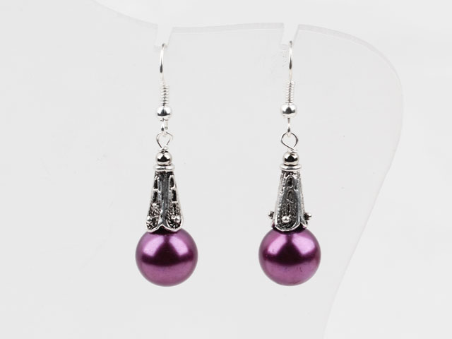 Classic Design Purple Pink Color Shell Beads Earrings