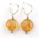 Simple Style Golden Color 12 Mm Round Colored Glaze Drop Earrings 