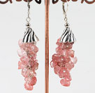chic cluster style cherry quartze earrings