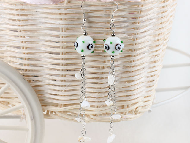 long style lovely white colored glaze earrings 