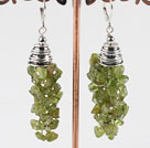 Fashion Long Cluster Style Olive Stone Chips And Cap Charm Dangle Earrings