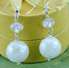 Lovely White Crystal And Round Colored Glaze Ball Earrings With Fish Hook