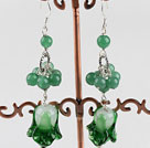 pretty aventurine earrings with cabbage shape charm