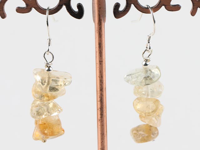 Lovely Simple Style Citrine Crystal Earrings With Fish Hook
