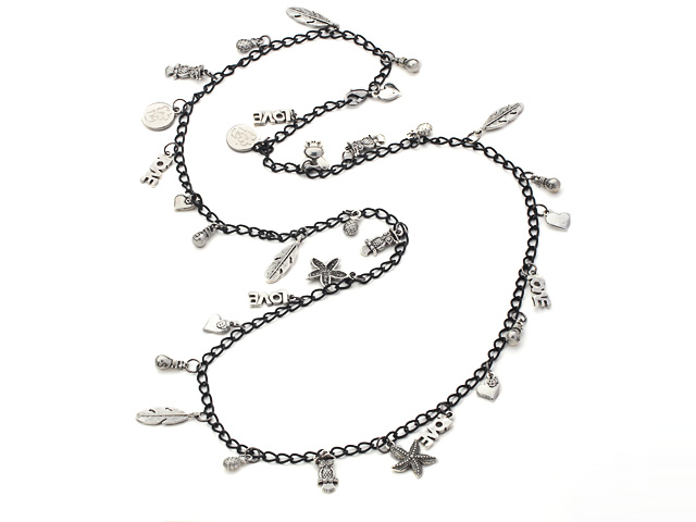 Fashion Style Tibet Silver Pendant Accessories Necklace with Black Metal Chain