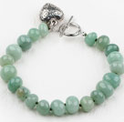 Fillet Aventurine Bracelet with Heart Shape Metal Accessory