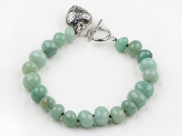 Fillet Aventurine Bracelet with Heart Shape Metal Accessory