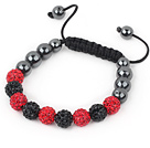 Fashion Style Red and Black Rhinestone and Tungsten Steel Stone Drawstring Bracelet