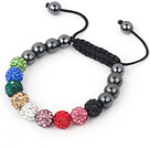 Fashion Style Multi Color Rhinestone and Tungsten Steel Stone Drawstring Bracelet