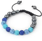 Fashion Style Blue Series Rhinestone and Tungsten Steel Stone Drawstring Bracelet