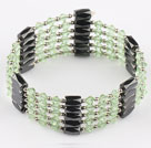 Fashion 6 Row Green Crystal And Magnetic Wrap Bangle Bracelet