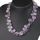 drop shape 12-18mm natural amethyst necklace with box clasp