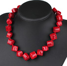 Fashion Chunky 10*15Mm Red Coral Beaded Strand Necklace With Lock Closure