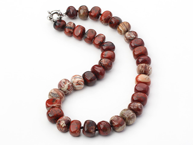 18 inches 12*14mm red jasper necklace with moonlight clasp