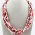 Multi Strands Pink Pearl Crystal and Pink Opal Necklace