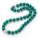 2013 Summer New Design Lake Green Color Round 10mm Seashell Beaded Knotted Necklace with White Rhinestone Ball