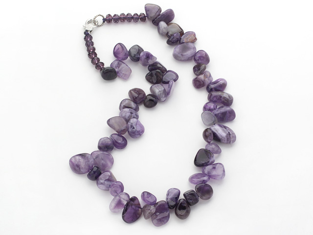 Purple Series Irregular Shape Top Drilled Amethyst and Purple Crystal Necklace
