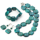 Big Style Square Shape Phoenix Stone Necklace Bracelet And Earrings Set