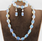 classical opal and white pearl necklace bracelet earrings set