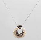 Classic Design Mosaic White Shell Donut Shape Pendant Necklace with Metal Chain