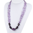 23.6 Inches Multi Strand Amethyst Chips Necklace