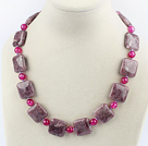 pink agate purple jade necklace with moonlight clasp