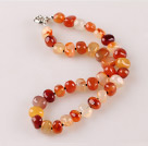 natural agate beaded necklace with moonlight clasp