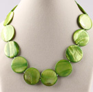 green pearl and shell necklace with lobster clasp