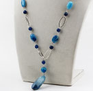 popular blue agate necklace with metal loops