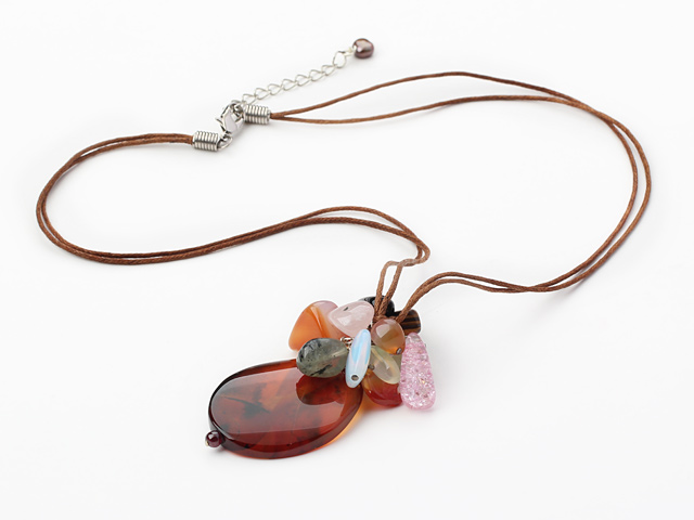multi color gemstone necklace with extendable chain