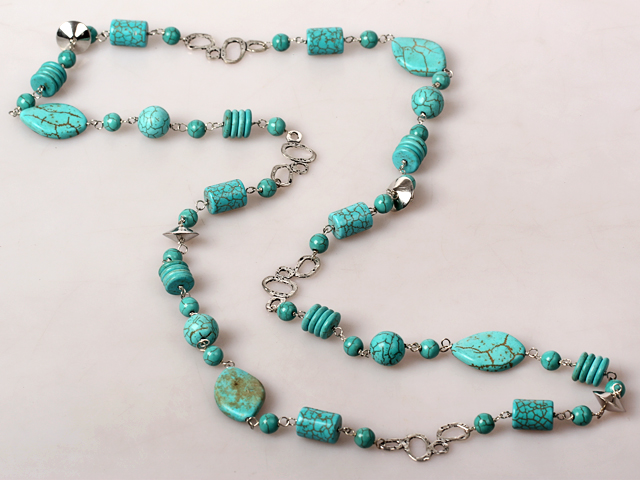 long style 41.3 inches tribal jewelry turquoise nekclace