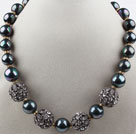 New Design Black Seashell Beads Party Necklace with Big Magnetic Clasp