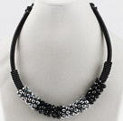 popular style 16.9 inches black and white crystal beaded necklace 