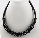 popular style 16.9 inches black crystal beaded necklace 