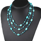 59.8 inches long style blue crystal and turquoise necklace