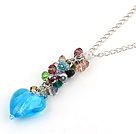 23.6 inches colorful crystal heart pendant necklace