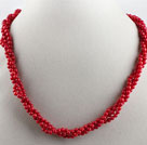 3 strand 4mm red coral necklace with magnetic clasp
