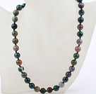 Classic Design 10mm Round Indian Agate Beaded Necklace